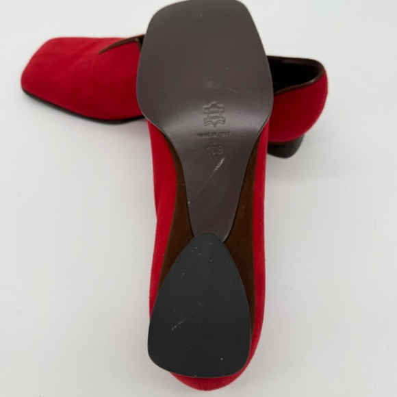 Vintage Franco Fieramosca Red Suede Square Toe Slip-On Flats 10B Made in Italy - Picture 12 of 12
